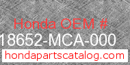 Honda 18652-MCA-000 genuine part number image
