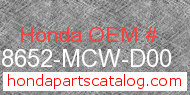 Honda 18652-MCW-D00 genuine part number image