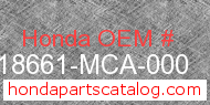 Honda 18661-MCA-000 genuine part number image