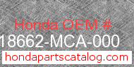 Honda 18662-MCA-000 genuine part number image