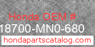 Honda 18700-MN0-680 genuine part number image