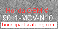 Honda 19011-MCV-N10 genuine part number image