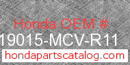 Honda 19015-MCV-R11 genuine part number image