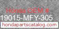 Honda 19015-MFY-305 genuine part number image