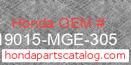 Honda 19015-MGE-305 genuine part number image