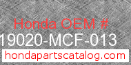 Honda 19020-MCF-013 genuine part number image