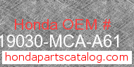 Honda 19030-MCA-A61 genuine part number image