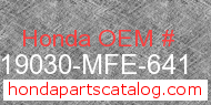 Honda 19030-MFE-641 genuine part number image