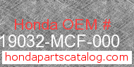 Honda 19032-MCF-000 genuine part number image
