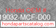 Honda 19032-MCF-D00 genuine part number image