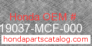 Honda 19037-MCF-000 genuine part number image