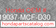 Honda 19037-MCF-D30 genuine part number image