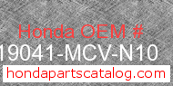 Honda 19041-MCV-N10 genuine part number image