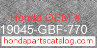 Honda 19045-GBF-770 genuine part number image