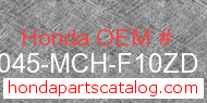 Honda 19045-MCH-F10ZD genuine part number image