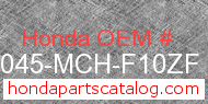 Honda 19045-MCH-F10ZF genuine part number image