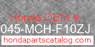 Honda 19045-MCH-F10ZJ genuine part number image