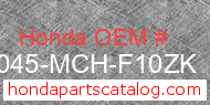 Honda 19045-MCH-F10ZK genuine part number image