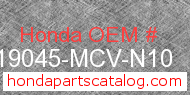Honda 19045-MCV-N10 genuine part number image