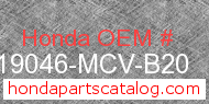 Honda 19046-MCV-B20 genuine part number image