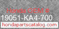 Honda 19051-KA4-700 genuine part number image