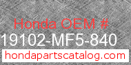 Honda 19102-MF5-840 genuine part number image