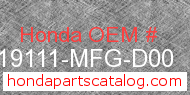 Honda 19111-MFG-D00 genuine part number image