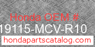 Honda 19115-MCV-R10 genuine part number image