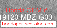 Honda 19120-MBZ-G00 genuine part number image