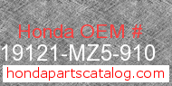 Honda 19121-MZ5-910 genuine part number image