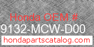 Honda 19132-MCW-D00 genuine part number image