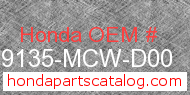 Honda 19135-MCW-D00 genuine part number image
