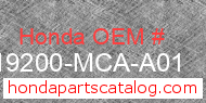 Honda 19200-MCA-A01 genuine part number image
