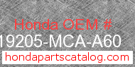 Honda 19205-MCA-A60 genuine part number image