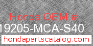 Honda 19205-MCA-S40 genuine part number image
