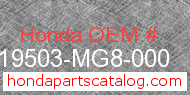 Honda 19503-MG8-000 genuine part number image