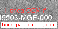 Honda 19503-MGE-000 genuine part number image