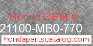 Honda 21100-MB0-770 genuine part number image