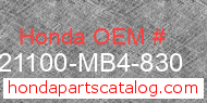 Honda 21100-MB4-830 genuine part number image