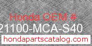 Honda 21100-MCA-S40 genuine part number image