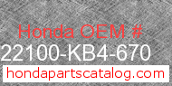Honda 22100-KB4-670 genuine part number image