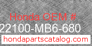Honda 22100-MB6-680 genuine part number image