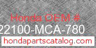 Honda 22100-MCA-780 genuine part number image