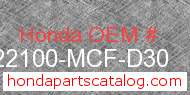 Honda 22100-MCF-D30 genuine part number image