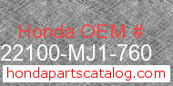 Honda 22100-MJ1-760 genuine part number image