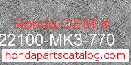 Honda 22100-MK3-770 genuine part number image