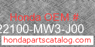 Honda 22100-MW3-J00 genuine part number image