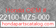Honda 22100-MZ5-000 genuine part number image