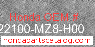 Honda 22100-MZ8-H00 genuine part number image