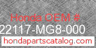 Honda 22117-MG8-000 genuine part number image